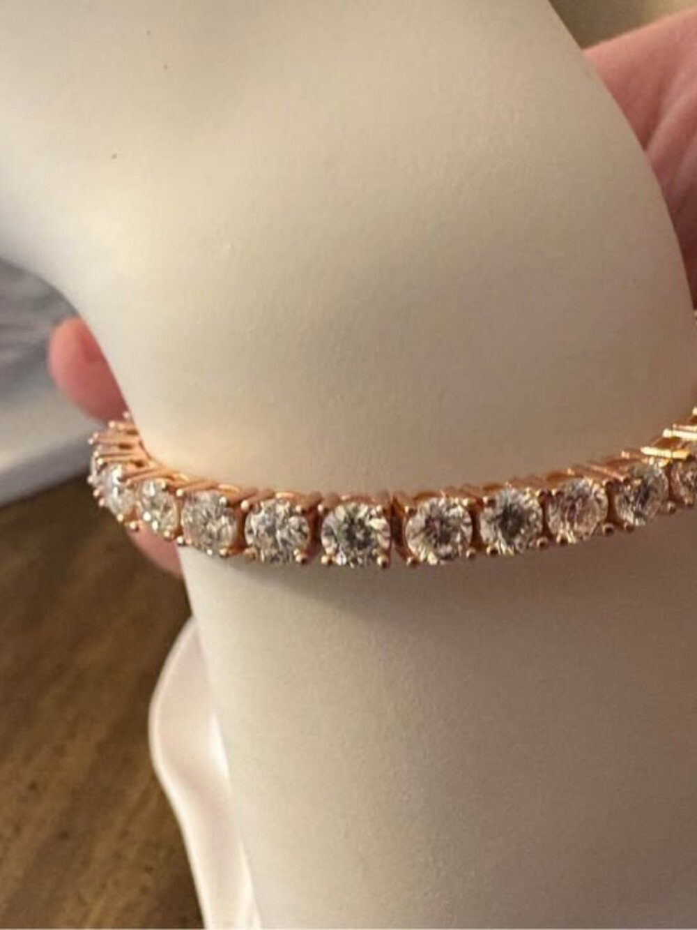 12.33 CTW Moissanite Tennis Bracelet Rose Gold Over 925 Silver